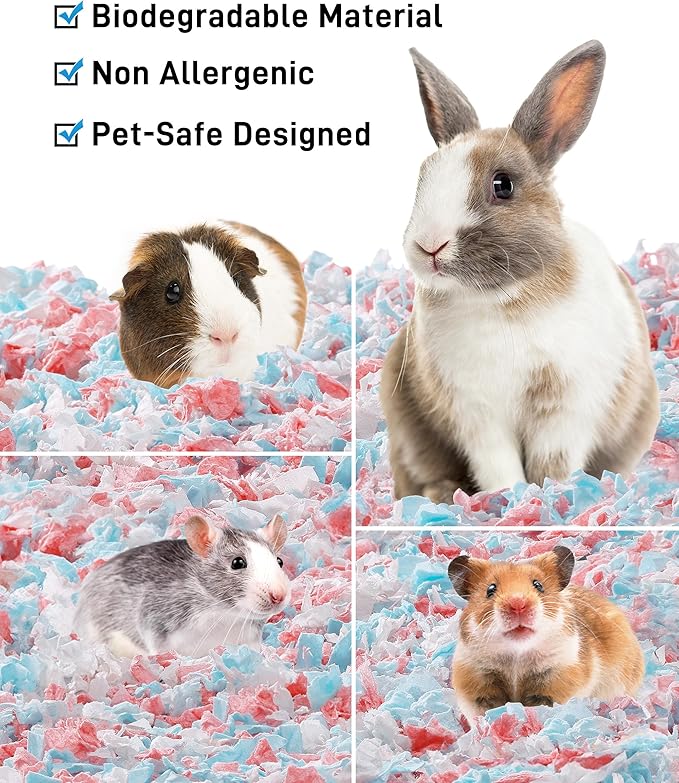 BUCATSTATE Hamster Bedding 50L, 99% Dust-Free Guinea Pig Bedding Odor Control Paper Bedding, Cozy Small Animal Bedding for Rabbit Rat Syrian Dwarf Hamsters Gerbils (Confetti)
