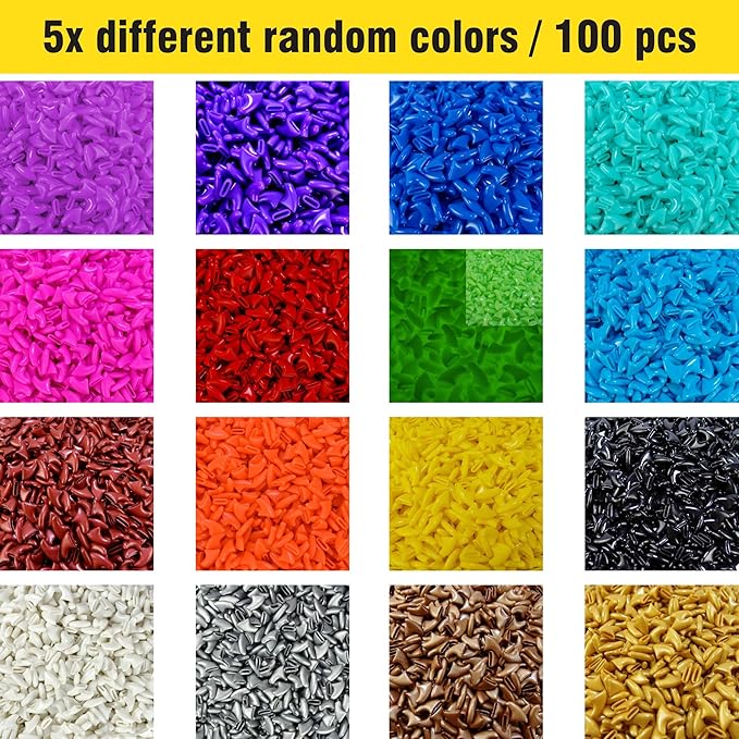 zetpo Cat Nail Caps | Cat Claw Covers | with Adhesives and Applicators (XS, 5X Solid Random Colors | 100 pcs)
