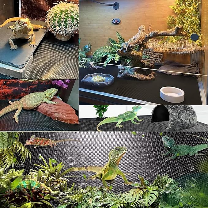 Bearded Dragon Tank Accessories, Non-Adhesive Reptile Carpet Bedding Substrate for Terrarium, Reptile Mat Terrarium Liner Tank Flooring for Leopard Gecko, Snake, Lizard and Tortoise, 18x40 in