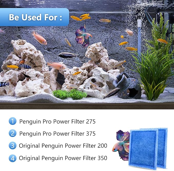 12 Pack Aquarium Rite-Size C Filter Cartridges Compatible with PRO Power Filters 275/375,Power Filters 200/350