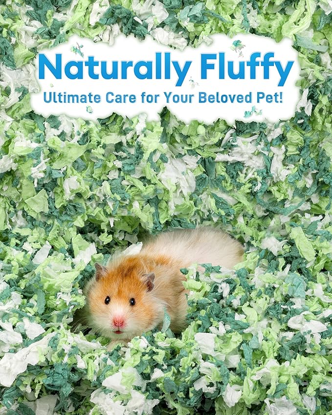BUCATSTATE Hamster Bedding 70L, 99% Dust-Free Guinea Pig Paper Bedding Odor Control Paper Bedding, Cozy Small Animal Bedding for Rabbit Mouse Syrian Dwarf Hamsters Gerbils (Green)
