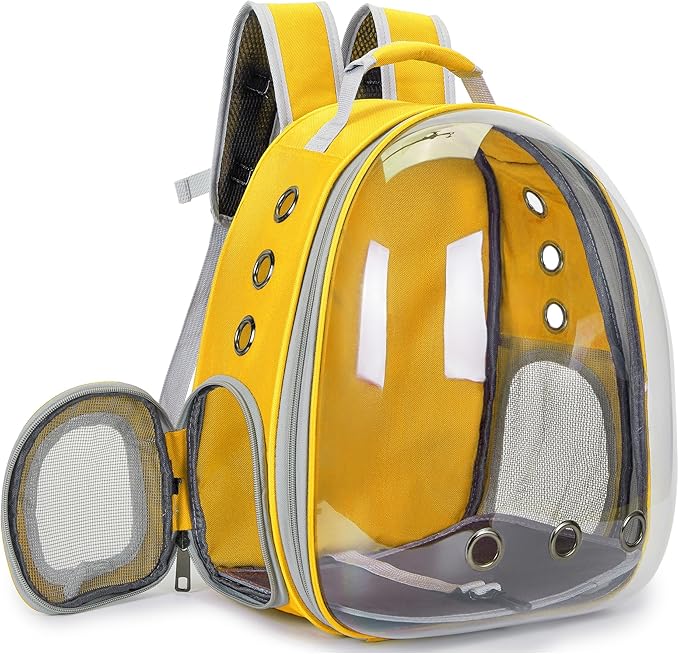 Cat Bubble Backpack Carrier for Small Medium Dogs Cats Carrying Bag, Airline Approved Pet Travel Carrying Bag Dog Hiking Walking Outdoor Backpack (Yellow)
