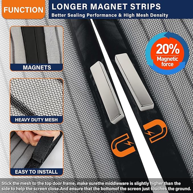 Magnetic Screen Door, Keep Bugs Out, Pet & Kid Friendly，Works with Front Doors, Sliding Doors,Fit Door Size 30 x 80 Inches