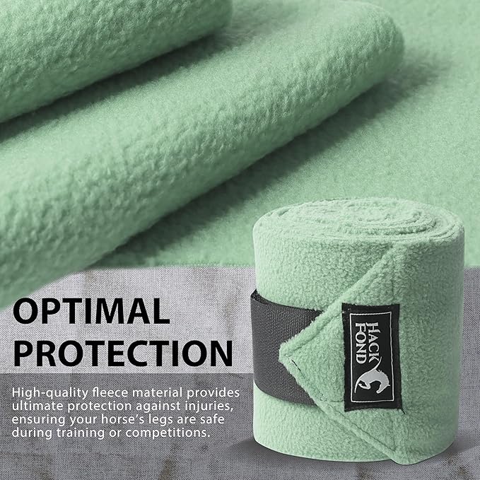 Horse Polo Leg Wraps, 10' Long Fleece Polo Wraps for Horses Set of 4, Horse Leg Bandages Stable Supplies Equestrian Boots Horse Leg Protection Light Mint