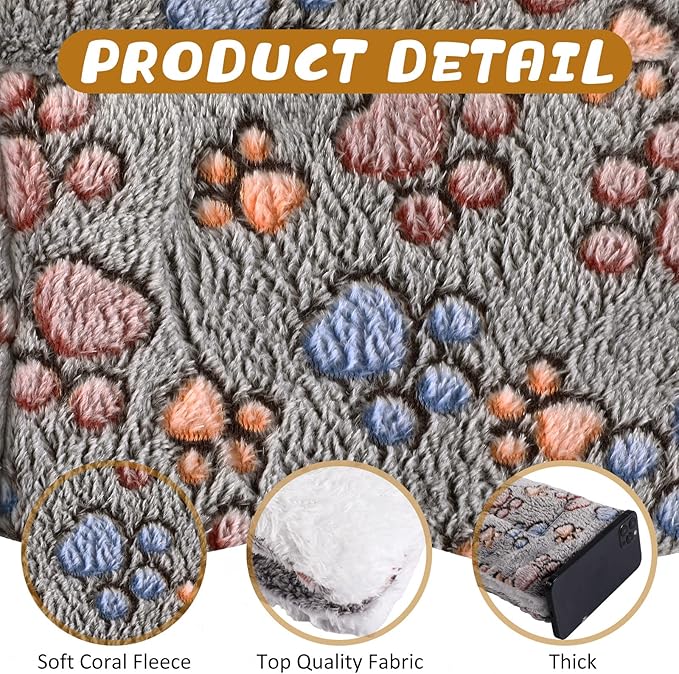 Tuanse 4 Pack Ultra Soft Dog Cat Bed Mat with Cute Prints Reversible Fleece Dog Crate Kennel Pad Cozy Washable Thickened Hamster Guinea Pig Pet Bed Mat for Small Animals(13 x 10 Inches,Gray)
