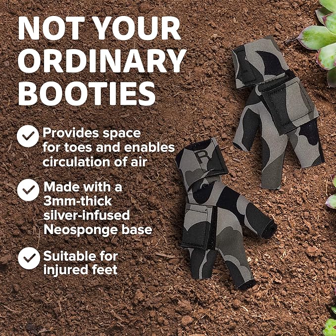 Chicken Shoes for Injured Feet – Protective Neoprene Footwear for Chicken, Open-Toe Design for Bumblefoot Relief, Made in USA - Standard, 3" Max. Inside Width, Gray Camouflage