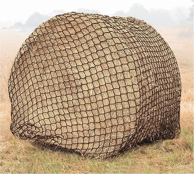 Hay Nets for Horses – 6x6 Ft Thick Hay Net Slow Feeder – Round Bale Hay Net 1.5" Holes Fits Bales [4x4-6x6]” or [3x3x8-4x4x8], Hay Bag for Livestock