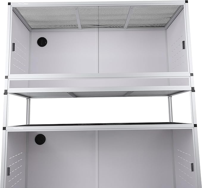 PVC Reptile Enclosure 48 * 24 * 24" Space Efficient Large Reptile Terrarium Habitat 120 Gallon for Bearded Dragon Gecko Lizard Snake, Wide Vivarium with Sliding Doors Lock (2pcs-White Panels)