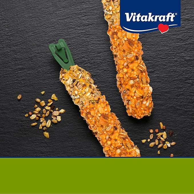 Vitakraft Crunch Sticks Rabbit Treat - Triple-Baked Rabbit Chews with Natural Wood Center - Crunchy & Nutritious Treats for Small Animals (Carrot and Honey, Pack of 6)