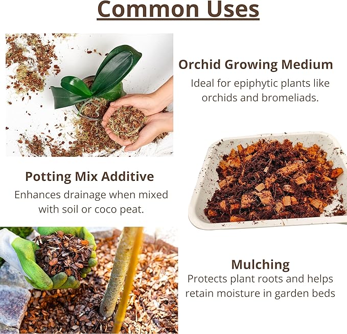 LaLaGreen Coconut Coir Chips for Plants (500g, 10 Pack) Indoor Herb Garden Seedling and Plant, Outdoor Planting Soil Vegetable Flower Orchids, Organic Compressed Coco Fiber Husk Chips Brick Peat Moss