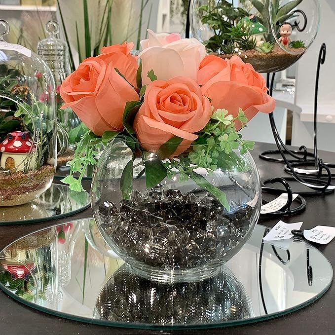 WGV Bowl Glass Vase, Diameter 6", Height 4.5", Open Width 4", (Multiple Sizes Choices) Clear Bubble Planter Terrarium Fish Bowl for Wedding Event Home Decor, 1 Piece (VBW0006A)