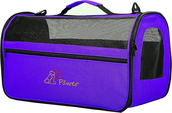 Pawer 18” x 10” x 10”Soft-Sided Foldable Airline Approved Pet Carrier for Cat, Puppy and Small Dog, Washable 600D Oxford Fabric, with Handle and Strap for Carry, Multiple Colors Available