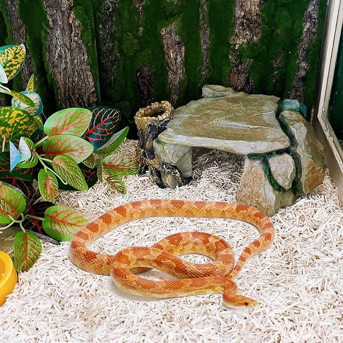 BNOSDM Reptile Hide Cave, Turtle Basking Platform, Terrarium Resin Rock Decor, Lizard Hideout Rocks Tank Accessories for Bearded Dragons, Snake, Leopard Gecko, Tortoise, Axolotls