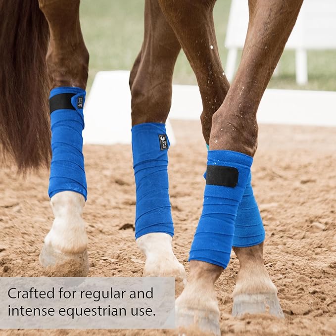 Horse Polo Leg Wraps, 5' Long Fleece Polo Wraps for Horses Set of 4, Horse Leg Bandages Stable Supplies Equestrian Boots Horse Leg Protection Champion Blue