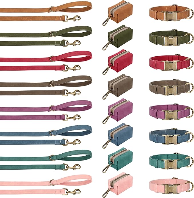 Didog Soft PU Leather Dog Collar, Stylish Quick Released Dog Collars for Large Dogs, Easy Clean Adjustable Pet Collar for Daily Walking, Red, XL Fit 17-27" Neck
