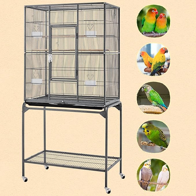 Yaheetech 63'' Detachable Parrot Cage for Cockatiel Sun Parakeet Green Cheek Conure Lovebird Budgie Finch Bird Cage with Stand