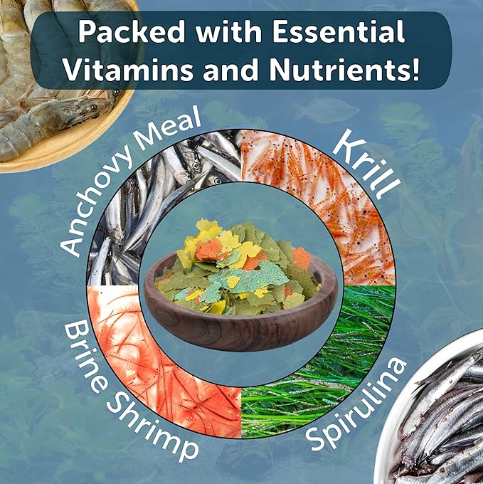 Aquatic Foods Inc. Premium Guppy and Endler Flake Food Also for Tetras, Zebras, All Nano and Micro Fish Also Pellet Mix, Wafer Mix Included…6oz