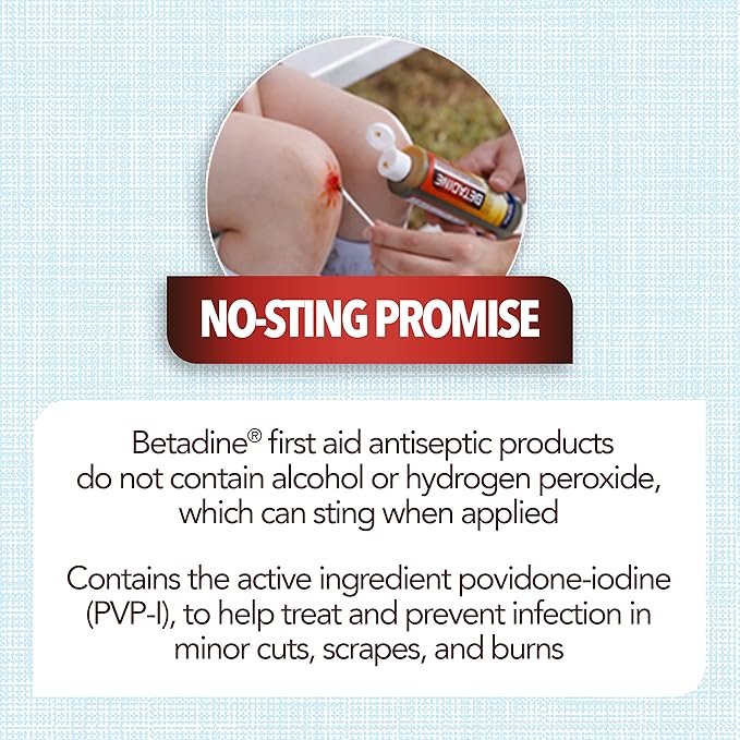 Betadine Antiseptic Povidone Iodine Solution 8 Fl Oz, Pack of 2, Kills Germs in Minor Cuts/Scrapes/Burns, Povidone Iodine Liquid, No Sting, No Alcohol or Hydrogen Peroxide