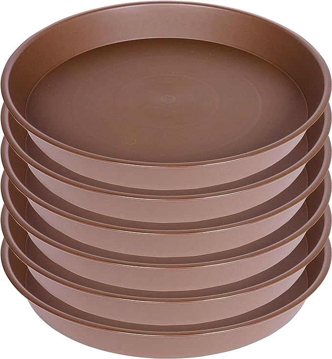 2 Pack of 20 21 inch Plant Saucer Round, Deep Plant Saucers for Pots, Heavy Plastic Plant Drip Tray for Indoors Outdoor, Bird Bath Bowls, Plant Trays for Planter 19-22" (21 inch, Chocolate)