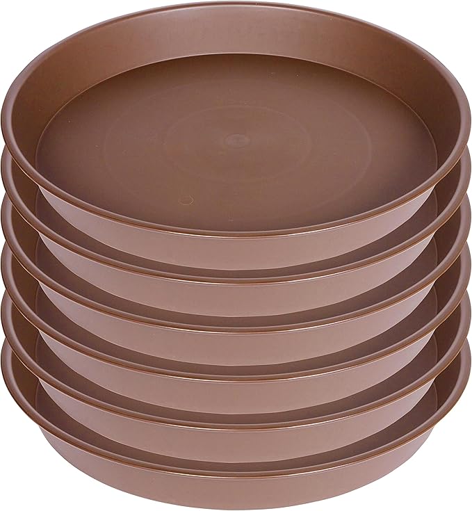 6 Pack of 7 inch Plant Saucer, Heavy Duty Plastic Plant Water Tray 7 inch Round, Flower Plant Saucers for Indoors No Holes, Plant Dishes Saucer for Planter 7"/8" (7", Chocolate)
