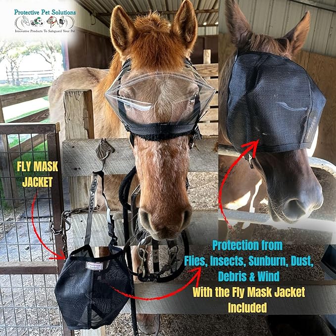 Recovery Vizor, (Size Pony - Clear UV Tint) Medical/Preventative Horse Eye (Goggle) Protection for Uveitis/Injury/Scratch or Corneal Ulcer, Infection, Blindness, Photsensitivity