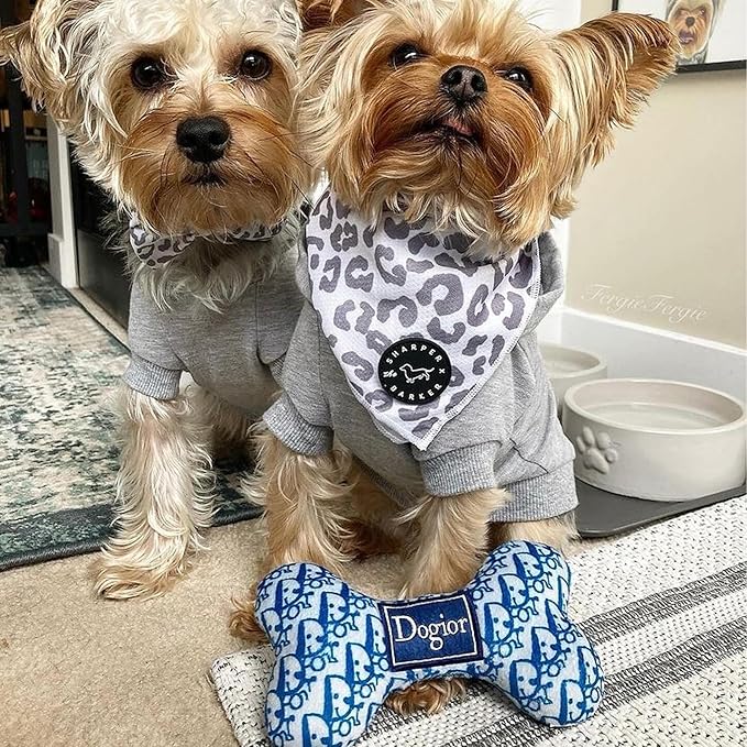 Haute Diggity Dog Dogior Bone, Plush Designer Dog Toys with Interactive Squeaker, Stimulating Pet Enrichment, Machine-Washable & Safe Materials for All Breeds, Size Small
