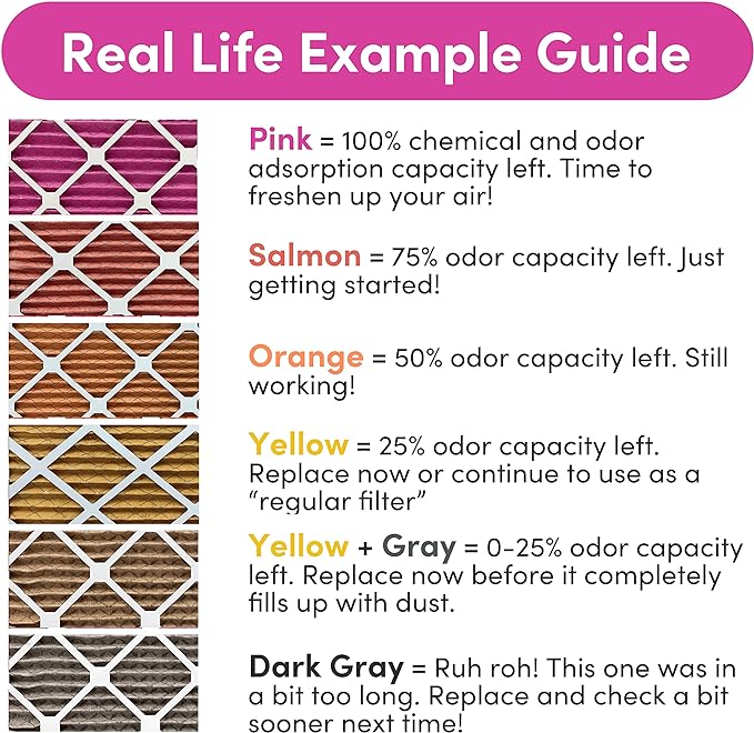 Colorfil 12x24x1 Air Filter (4-Pack) | Made in the USA | Color Changing | Remove Cat and Dog Odor | MERV 8 for Pet Hair Dander and Dust | 11.5"x23.5"x0.75" Exact Size