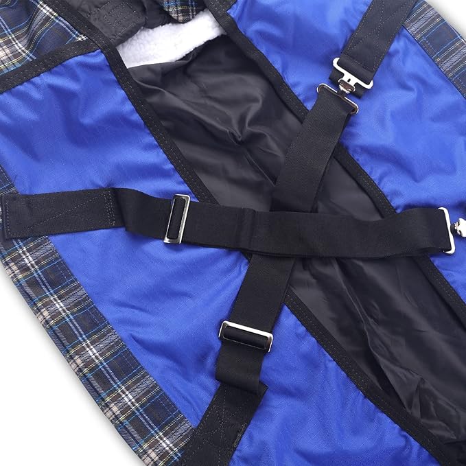 600 Denier Ripstop Mini Horse Blanket - 0g Fill Lightweight, Waterproof Breathable Miniature Pony/Donkey Turnout Rain Sheet Blueplaid 39