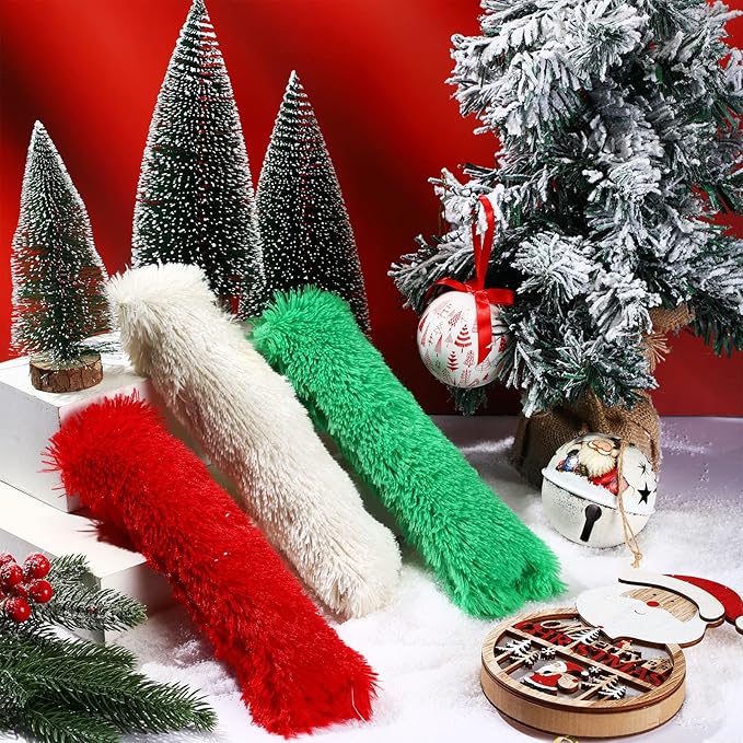 Civaner 6 Pcs Christmas Cat Catnip Toy for Indoor Cat 10.6 Inch Kitten Kicker Stick Catnip Toy with Crinkle Sound Inside Interactive Red Green White Plush Kitten Pillow for Chew Exercise