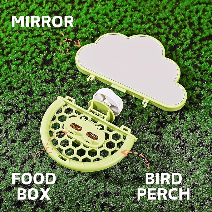 Bird Mirror with Perch Stand, Bird Toys for Parakeet Cockatiel Conure Lovebirds Finch Canaries (Green)