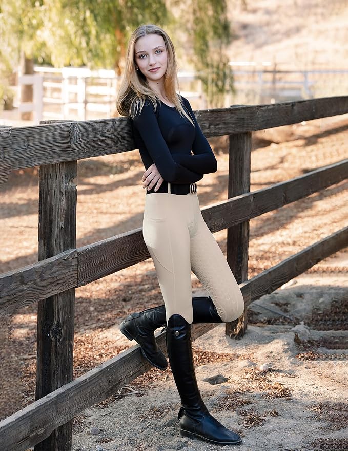 FitsT4 Sports Women's Full Seat Riding Tights Active Silicon Grip Horse Riding Tights Equestrian Breeches