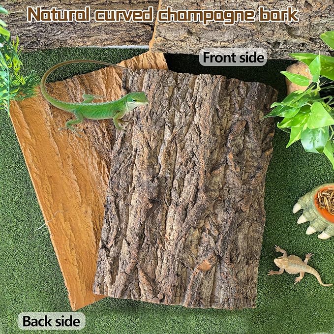 Hamiledyi Cork Terrarium Background 11.8x7.9in 4PCS Natural Reptile Cork Bark Flats Terrarium Board Bearded Dragon Climbing Wall Mat Tank Decor for Lizard Chamelon Snake Turtle Spider Crested Gecko