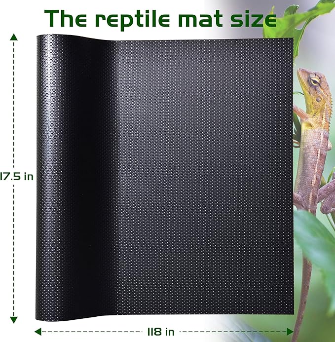 Bearded Dragon Tank Accessories,Reptile Substrate for Terrarium,Reptile Terrarium Liner Bedding,Durable and Dirt Resistant Reptile Carpet,Suitable for Gecko,Tortoise,Snake, 17.5X118 inches