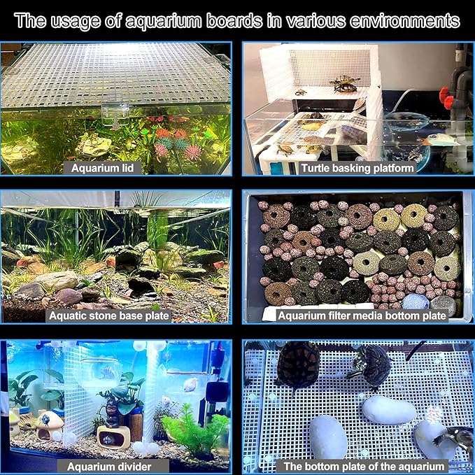 Adjustable Aquarium Fish Tank Divider Filter Bottom Plastic Grid Fish Tank Isolation Board Egg Crate Tray(White, 12pcs 11.8X11.8Inch with 0.35Inch Hole)