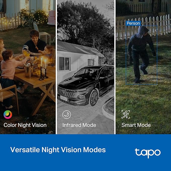 Tapo 2K 3MP Pan/Tilt Indoor/Outdoor Security Camera - Free Person/Baby Cry Detect & Motion Track, 360° Pan, Color Night Vision, SD/Cloud Storage, Works w/Alexa & Google Home, HybridCam 360 (2-Pack)