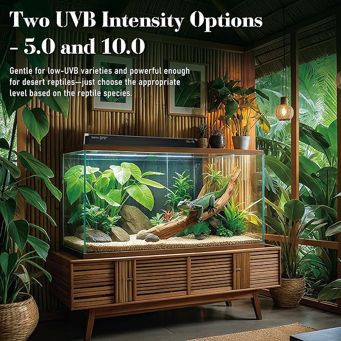 T5 Reptile UVB Light 22.7 Inches Fixture with UVB 5.0 Bulb High Output Hood for Terrariums, Basking Reptiles, Lizards, Chameleons, Iguanas, Bearded Dragons, 14W