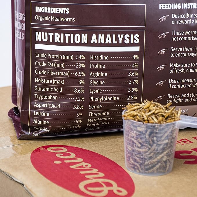 Dusico® Dried Mealworms 5LB / 2.3KG – Premium Mealy Worms, Dried for Birds Feeder, Chickens, Ducks, Quail, Reptiles & Fish – High Protein Non-GMO Chicken Treat, Wild Bird & Poultry Food Additive