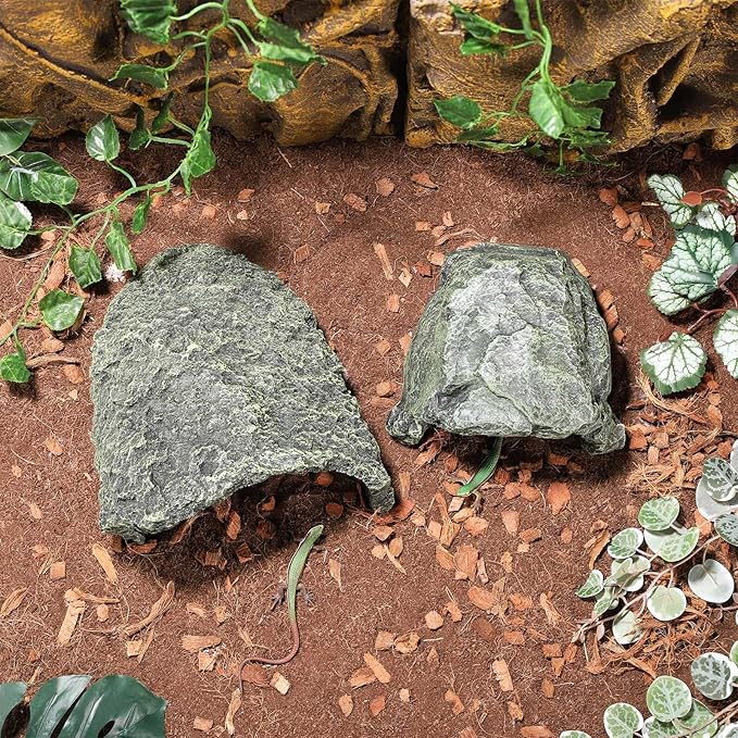 IBWell 7.1 Inch Reptile Hides Resin Tortoise Hideout for Hiding and Basking Aquarium Rock Caves for Snake Bearded Dragon Fish Lizard