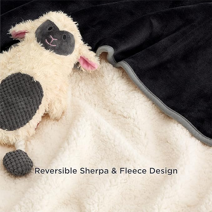 Bedsure Cat Blanket for Indoor Cats - Waterproof Calming Cat Blankets for Couch Protection, Sherpa Fleece Pet Blanket, Soft Plush Reversible Throw Furniture Protector, 50"x40", Black