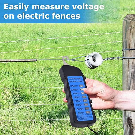 Electric Fence Voltage Tester, 12KV Fence Tester 8 Neon Indicator Lights/Fence Tester for Farms Fault Finder Portable Testing Tool