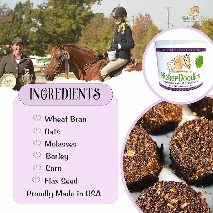 Horse Treats - 5 lb Pail - Effortlessly Give Medications with Our Soft Baked Treats - Training Treats are The Perfect Motivator - No Additives or Preservatives Handles May Vary