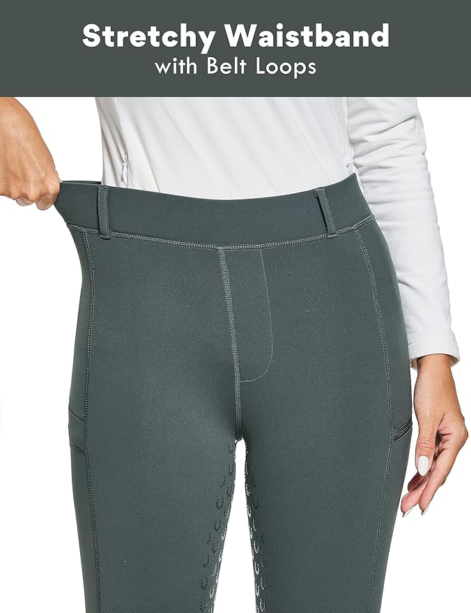 FitsT4 Sports Women's Winter Horse Riding Pants with Zipper Pockets Full Seat Riding Tights Fleece Lined Equestrian Breeches