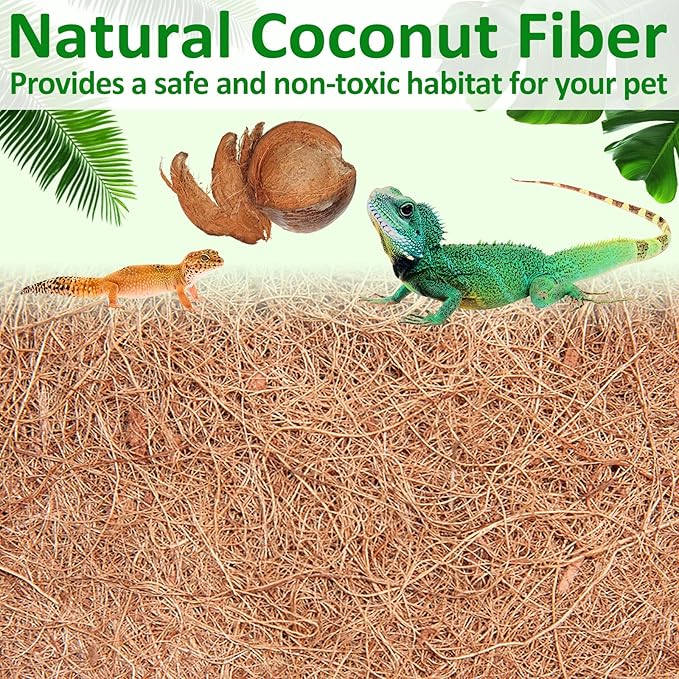 Halatool 18 X 36 Inches Reptile Carpet Thicken Coconut Fiber Mat for 20-40 Gallon Reptile Tank Terrarium Bedding Liner for Lizard Bearded Dragons Turtles Snake Leopard Gecko