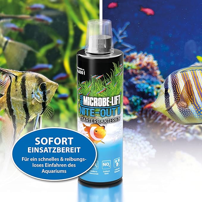 MICROBE-LIFT Nite-Out II Aquarium Bacteria for Start-up, Instantly Cycle Aquariums, Add Fish on Day 1, Rapid Ammonia and Nitrite Reducer for Freshwater & Saltwater Fish Tank, 64 Ounces (NITEH64)