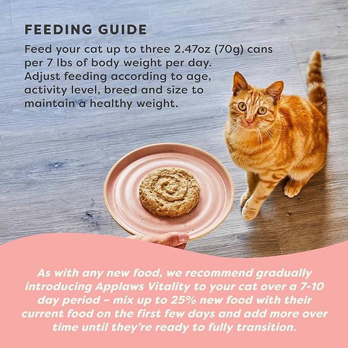 Applaws Vitality Wet Cat Food Paté, Natural Cat Food with Added Vitamins & Minerals, Grain-Free, Carrageenan Free, Tuna Fillet and Salmon Recipe (24 Count, 2.47 oz Cans)