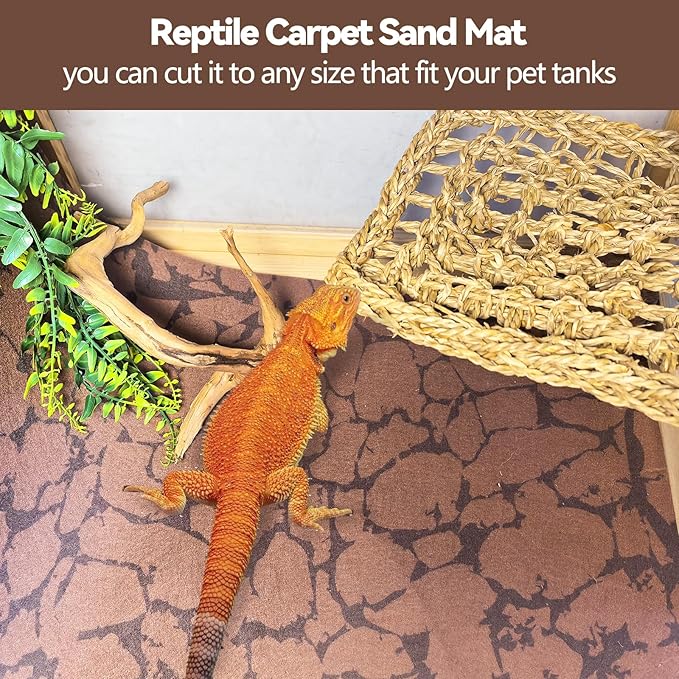 BNOSDM 2 PCS Reptile Carpet Mat Terrarium Liner Bedding Reptile Cage Mat Supplies for Tortoise Lizard Leopard Gecko Snake Chameleon 23.6’’ x 15.7’’
