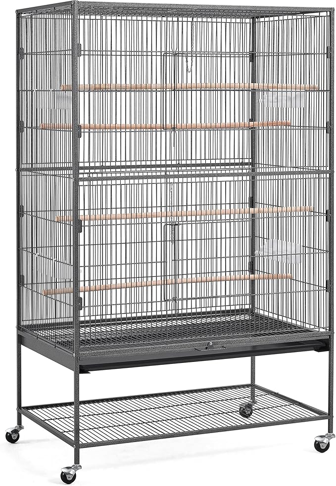 Topeakmart X-Large Parrot Cage Bird Cage with Rolling Stand for Medium Birds Cockatiels Quaker Green Cheek Sun Conure African Grey, 60.5inch