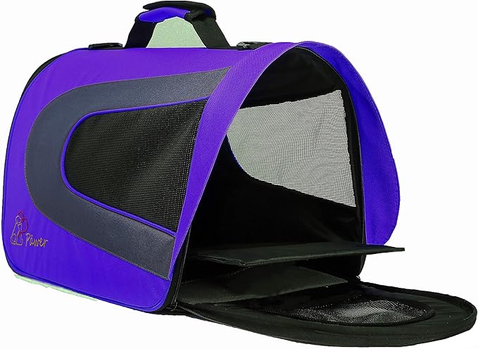 Pawer 18” x 11”x 11” Soft-Sided Foldable Airline Approved Pet Carrier for Cat, Puppy and Small Dog, Washable 600D Oxford Fabric, with Handle and Strap for Carry, Multiple Colors Available
