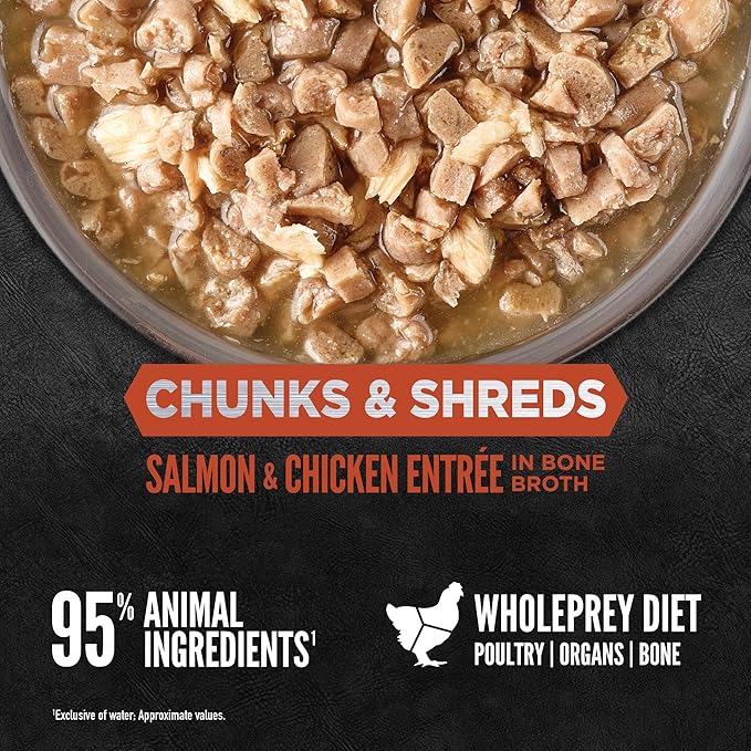 ORIJEN Chunks & Shreds Wet Cat Food Salmon & Chicken Entrée 3oz Cans (12 Count)
