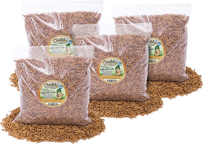 8lb Dried Black Soldier Fly Larvae Non-GMO Dried Insects for Chickens – High Protein Chicken Feed Meal Worms for Wild Birds & Chicken Treats for Laying Hens